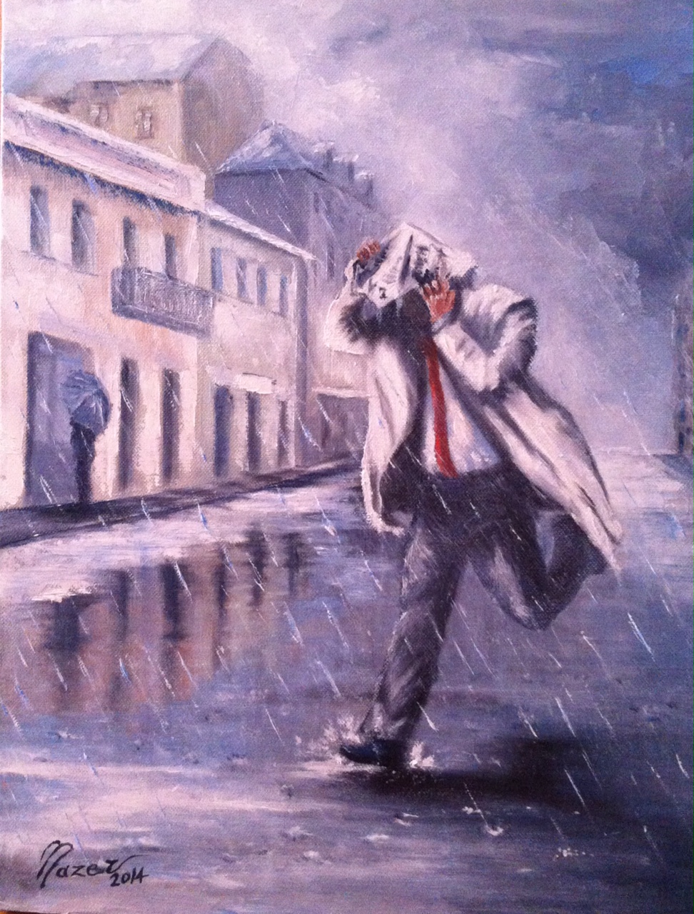 NÂ°95 Fuggenti Attimi di Pioggia 40x50 olio su tela anno 2014
